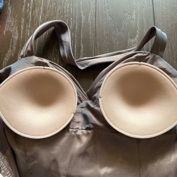 Jim Hjelm Occasions Taffeta Prom, Bridesmaid Grayish Blue and Rose Gold Dress - Picture 6 of 16